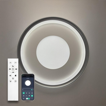 Люстра світлодіодна стельова LUMINARIA LAKE 100W R500 APP WHITE/GRAY 220V IP20 світильник з пультом ДУ