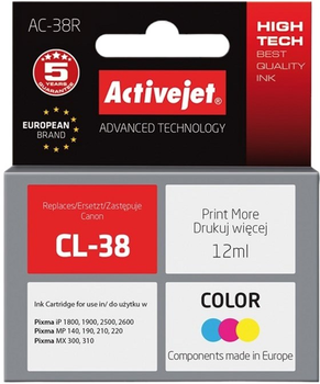 Картридж Activejet для Canon CL-38 Premium Magenta/Cyan/Yellow (5901452128272)