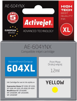 Картридж Activejet для Epson 604XL C13T10H44010 Supreme Yellow (AE-604YNX)