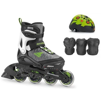 Комплект дитячий (роликові ковзани, шолом, захист) Rollerblade CUBE 32-35 (205-220мм) Black/green (07848200 T83) V