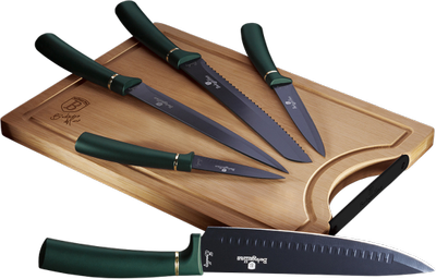 Zestaw noży Berlinger Haus Metallic Line Emerald Collection z deską bambusową 6 szt (BH/2551A)