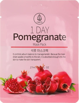 Маска тканинна для обличчя з екстрактом граната - Med B Pomegranate Mask Pack 27g (877754-19208)
