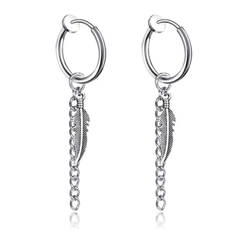 Бижутерия серьги-клипсы-каффы из медицинской стали Feather EH029-02 Silver 442