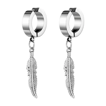 Бижутерия серьги-клипсы-каффы из медицинской стали Feather EH118-03 Silver 443