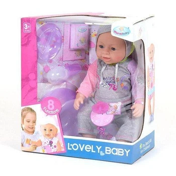Пупс - Warm Baby рост 42 см в сером костюмчике 8 функций с аксессуарами