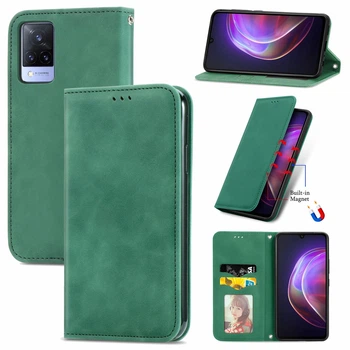 Чехол-книжка Skin Feel Leather Wallet для Vivo V21 Green