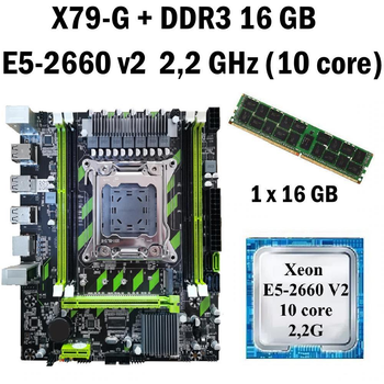 Материнская плата Taishuo X79-G LGA 2011 + процессор (б/у) Xeon E5-2660 V2 10 ядер 2,2G + RAM DDR3 16 GB (22266021)