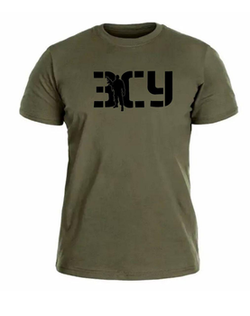 Бавовняна футболка прямого крою ЗСУ з принтом військовий олива 52