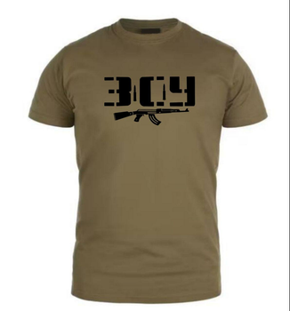 Бавовняна футболка прямого крою з принтом ЗСУ Автомат олива 48