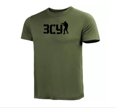 Бавовняна футболка з принтом ЗСУ олива 48