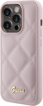 Etui plecki Guess HC PU Quilted Metal Logo do Apple iPhone 15 Pro Pink (3666339149765)
