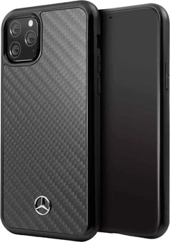 Etui plecki Mercedes-Benz Hard Case Leather Carbon Fiber do Apple iPhone 11 Pro Max Black (3700740460405)