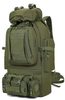 Водонепроницаемый туристический рюкзак 80л с креплением MOLLE материал Oxford 1200D 80х39х22см Tacal-A4 Khaki