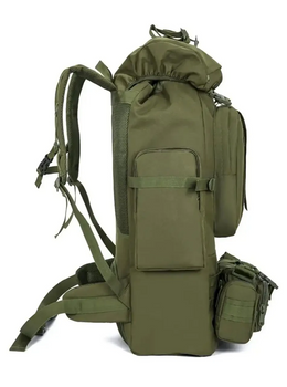 Водонепроникний туристический рюкзак 80л з кріпленням MOLLE матеріал Oxford 1200D 80х39х22см Tacal-A4 Khaki