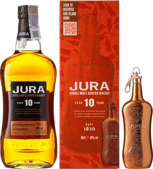 Віскі Jura 10yo 0.7 л 40% з флягою в подарунковій коробці (2021000131158_5013967016217)
