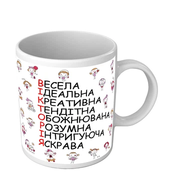 Чашка для Виктории именная чашка на 8 марта 330 мл белая