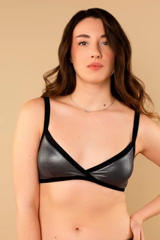 Верх купальника з м’якою чашкою Brabrabra 42B Темне серебро (97416)