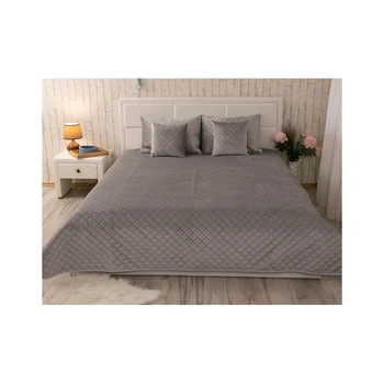 Покривало Руно двостороннє декоративне Velour Grey ромб 150х220 см (360.55_Grey ромб)