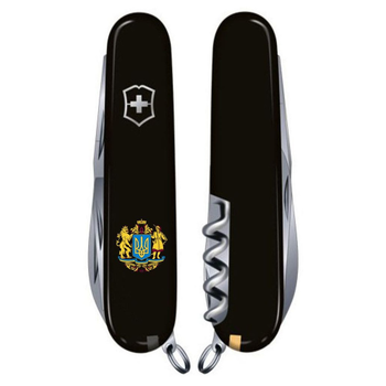 Ніж Victorinox Huntsman Ukraine 91 мм Чорний Великий Герб України (1.3713.3_T0400u)