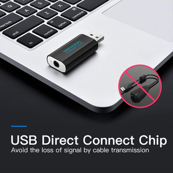 Внешняя звуковая карта Vention USB to 3.5 мм female USB External Sound Card OMTP-CTIA Black (VAB-S16-B)
