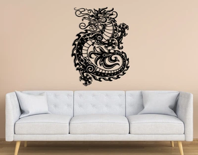 Декоративне панно на стіну з дерева Upwood Decor Дракон The Dragon 109.6 х 80 см black