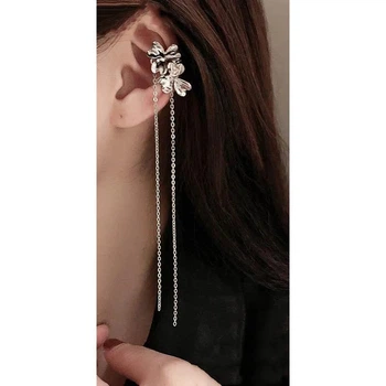 Бижутерия серьги-клипсы-каффы из медицинской стали Butterfly 4345 Silver 457