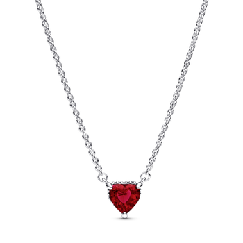 Серебряное ожерелье Пандора "Красное сердце". 392542C01