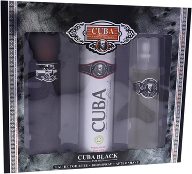 Zestaw prezentowy męski Cuba Original Cuba Black Woda toaletowa 100 ml + Dezodorant w sprayu 200 ml + Woda po goleniu 100 ml (5425017736592)