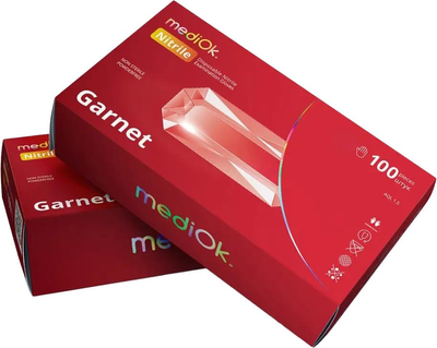 Рукавички нітрилові Mediok Garnet Розмір M 100 шт Червоні (4044941731797)