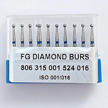Бор алмазний FG турбінний наконечник упаковка 10 шт UMG 1,6 мм КУЛЬКА 806.315.001.524.016