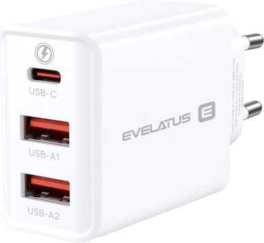 Ładowarka sieciowa Evelatus Travel Charger USB Type-C - USB-A ETC06 White (4752192062835)