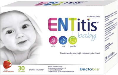 Probiotyk dla dzieci Polski Lek ENTitis Strawberry Flavor 30 szt (5901785309010)