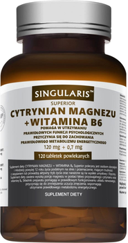 Kompleks witamin i minerałów Singularis Superior Cytrynian Magnezu + Witamina B6 120 tabs (5903263262725)