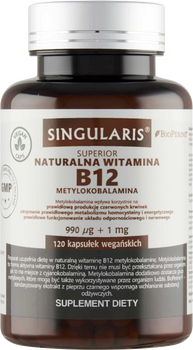 Вітамін B12 Singularis Natural Methylcobalamin 990 Mcg + Bioperine 1 Mg 120 капсул (5907796631751)