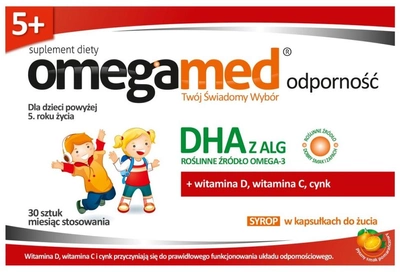 Kwasy tłuszczowe Omegamed Resistance 3+ DHA Vitamins D C Zinc 30 szt (5901785303612)