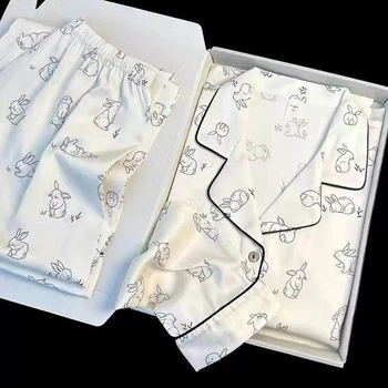 Женская шелковая пижама White rabbit белая S