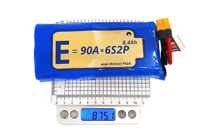 Акумуляторна батарея для дрона 6S2P Energy Life 8400мАг 90A Moliсel 21700-P42A Li-Ion горизонтальна збірка