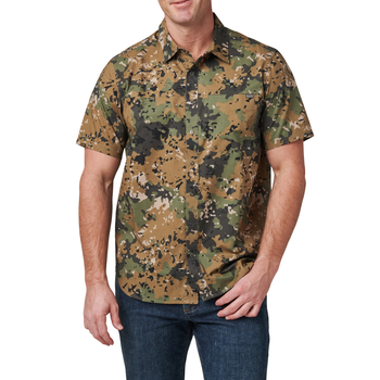 Сорочка тактична 5.11 Tactical Wyatt Print Short Sleeve Shirt Sage Green Canopy Camo XL (71231-1095)