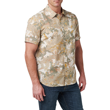 Сорочка тактична 5.11 Tactical Wyatt Print Short Sleeve Shirt Sand Dune Canopy Camo XL (71231-1096)