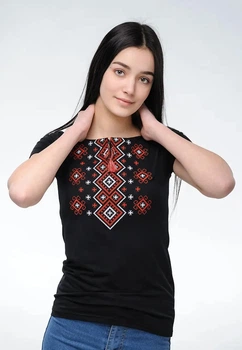 Футболка вишиванка 2XL чорна (ж-19)