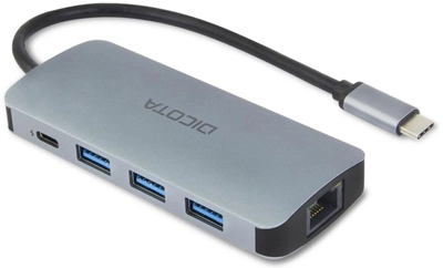 USB-хаб Dicota 8в1 2 x USB-Type-A + HDMI + USB-Type-C Silver (7640239421394)