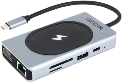 USB-hub Dicota 10w1 3 x USB-Type-A + HDMI + USB-Type-C +  RJ-45 Silver (7640239421363)