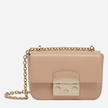 Torebka crossbody damska skórzana Furla Metropolis Beżowa (8050597365404)