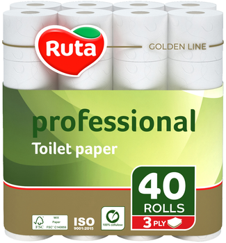 Туалетний папір Ruta Professional 3 шари 40 рулонів (4820202895336)