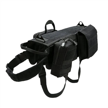 Тактическая шлея-жилет Derby Heavy Duty для собак с сумками для дрессировки M Черный