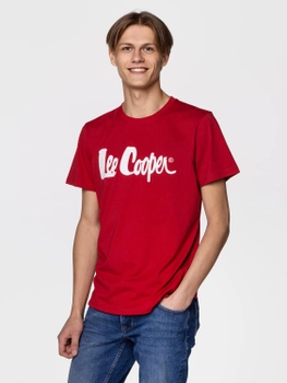 Koszulka męska bawełniana Lee Cooper SCRIPT5-2405 L Czerwona (5904347396190)