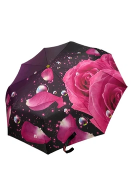 Парасолька жіноча автоматична Rain Flowers з квітковим принтом 9 спиць анти-вітер (1080/2)