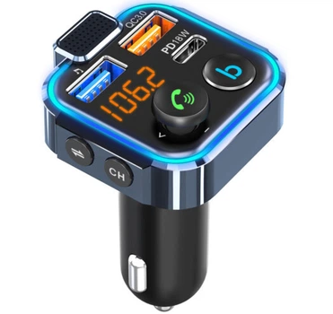 FM-трансмиттер Lencent BT23 Bluetooth 5.0 / MegaBass / QC 3.0 / RGB Black (BT23)