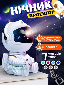 Детский лазерный светильник ночник проектор галактики звездного неба Космонавт Астронавт с пультом ДУ таймером