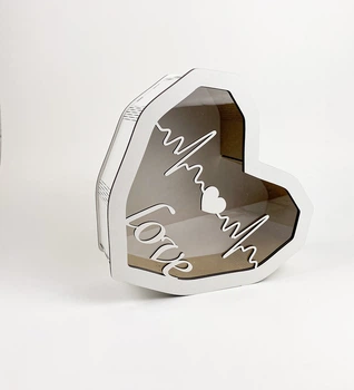 Коробка серце з прозрачною кришкою "Love сердечний ритм" середня